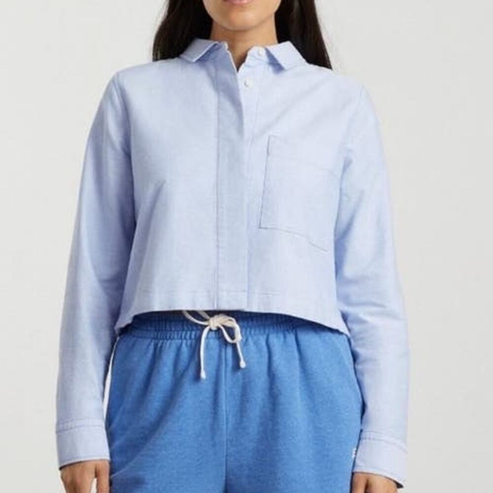 Everlane Light Blue Cropped Button-Down Shirt